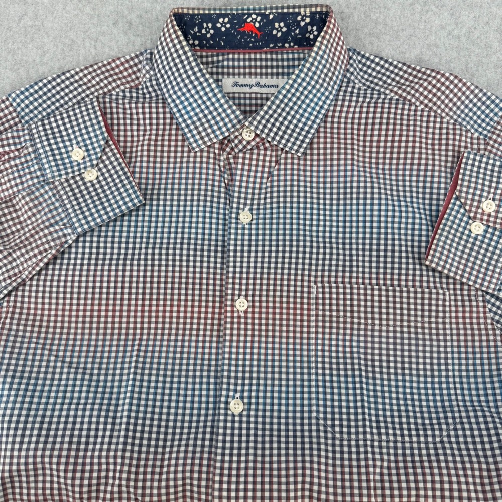 Tommy Bahama Mens M Pima Cotton Gingham Ombre Long Sleeve Button Down Shirt